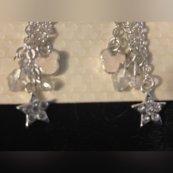 New on Card Disney Parks Silvertone Mickey Head Drop Earrings - Picture 3 of 3